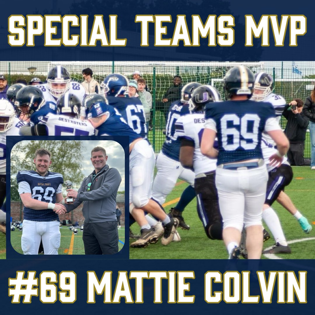 Our MVP’s from Wednesday’s game vs UoP Destroyers! We are incredibly proud to have these awards provided and presented by The Royal Navy Association! <a href="/R_N_Association/">RNAssociation</a> 

📸 - Nine_Zero_Media

<a href="/NAVYfit/">NAVYfit</a> 

#RoyalNavy #RoyalMarines #AmericanFootball #GoNavy #BeatArmy #BeatRAF