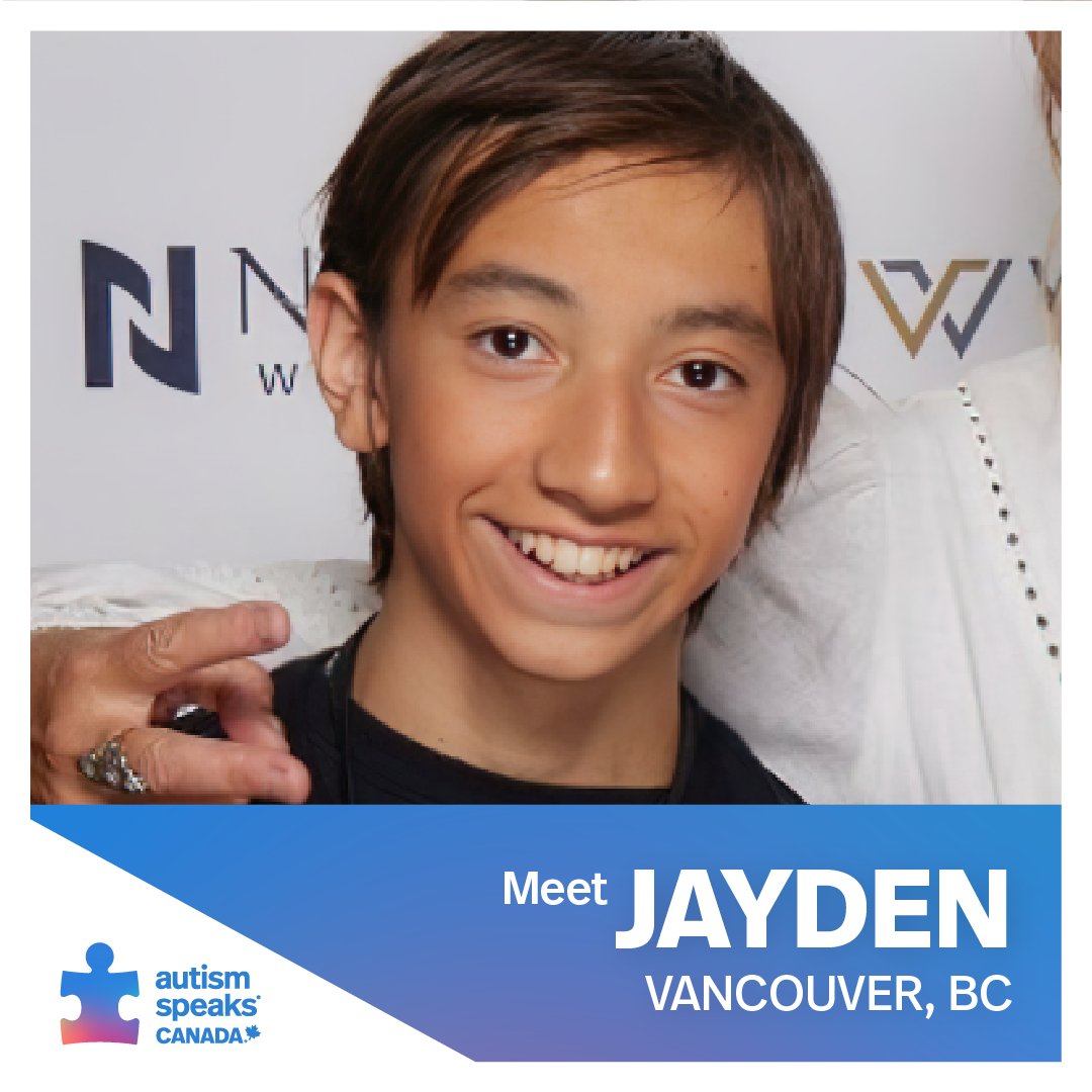 #spectrumspotlight Meet Jayden, a 14-year-old autistic boy living in Vancouver. Jayden enjoys singing and sports. Jayden's support system include his mom and his younger brother, who push him to do new things every day. Read more: autismspeaks.ca/community-prof… #AutismAcceptance