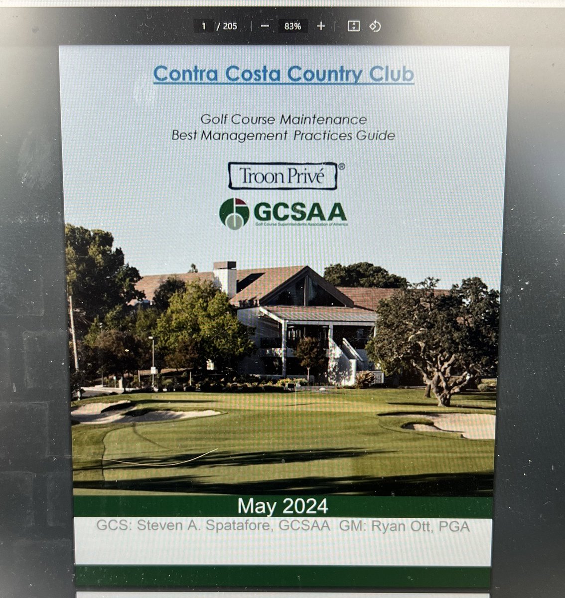 National Golf Day is coming up-spending a Sunday to keep working on the @contracostacc BMP Guide for GCM. In my mind this would be more difficult. Thanks to all the folks at @GCSAA and superintendents that built these user-friendly template guides. #TroonAgronomy