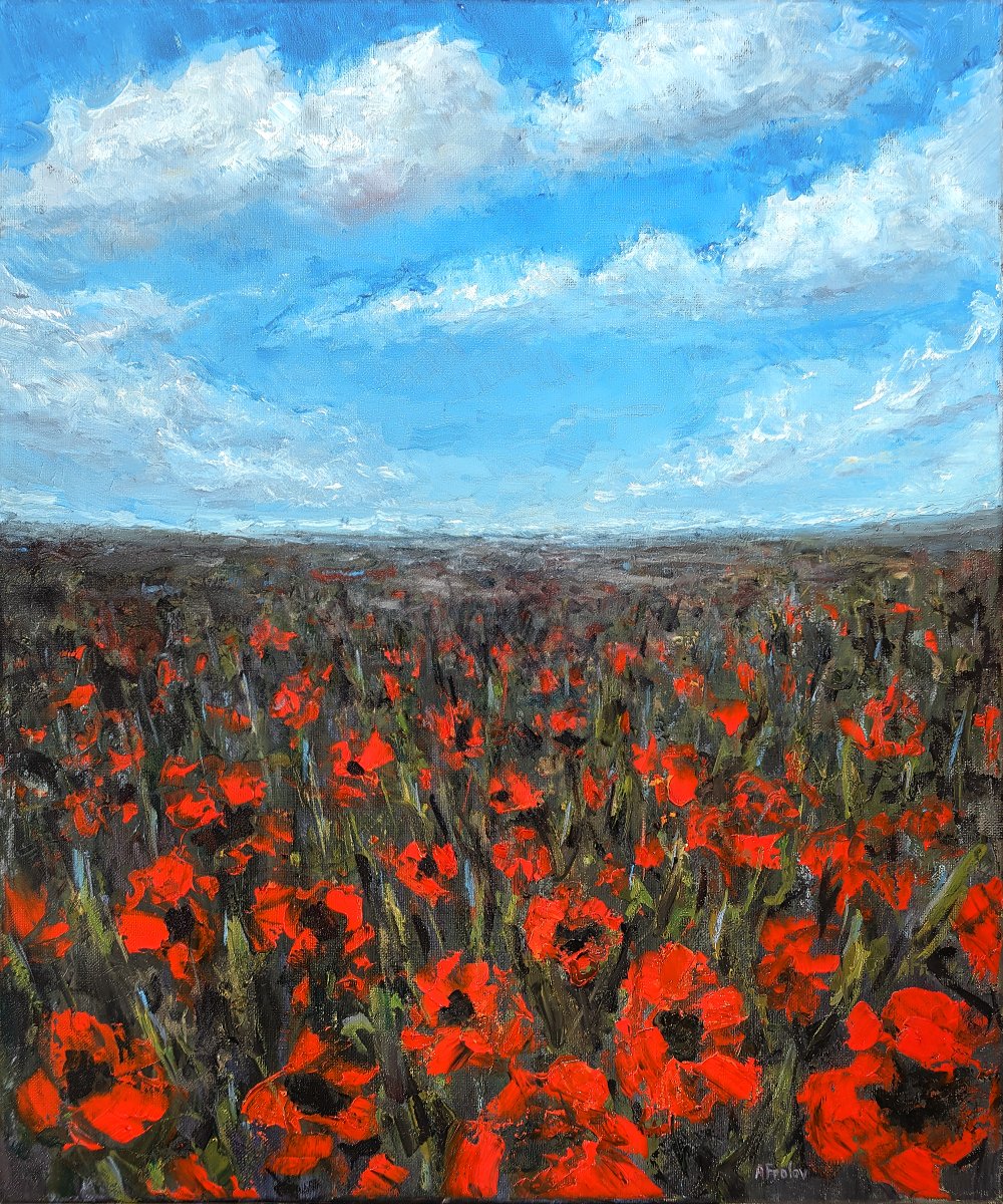 Wide Poppy Field, My oil painting 24'x20'