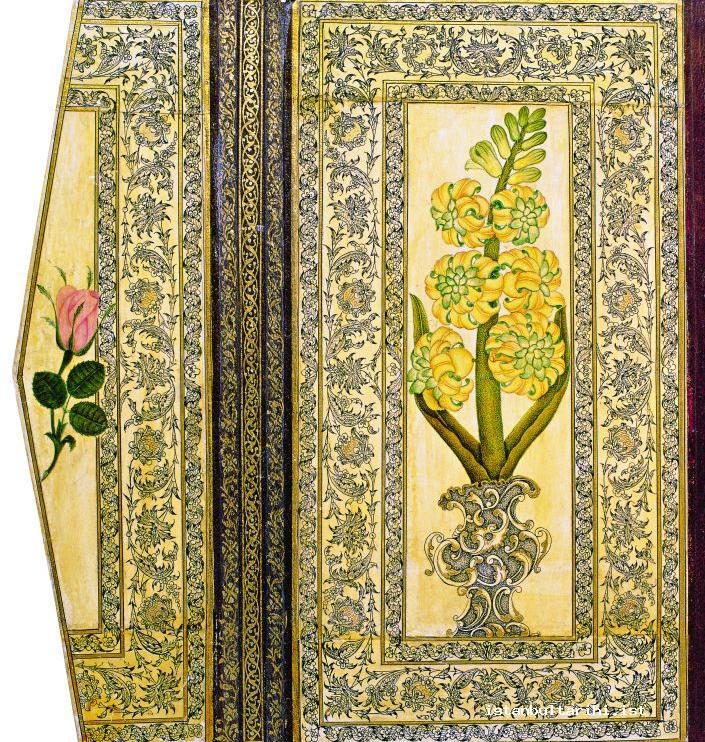 Dîvân-ı Hâzik yazmasının rûganî kabı. Müzehhip Mustafa el-Üsküdarî imzalı (1795-96). (TSMK, E.H. 1682)