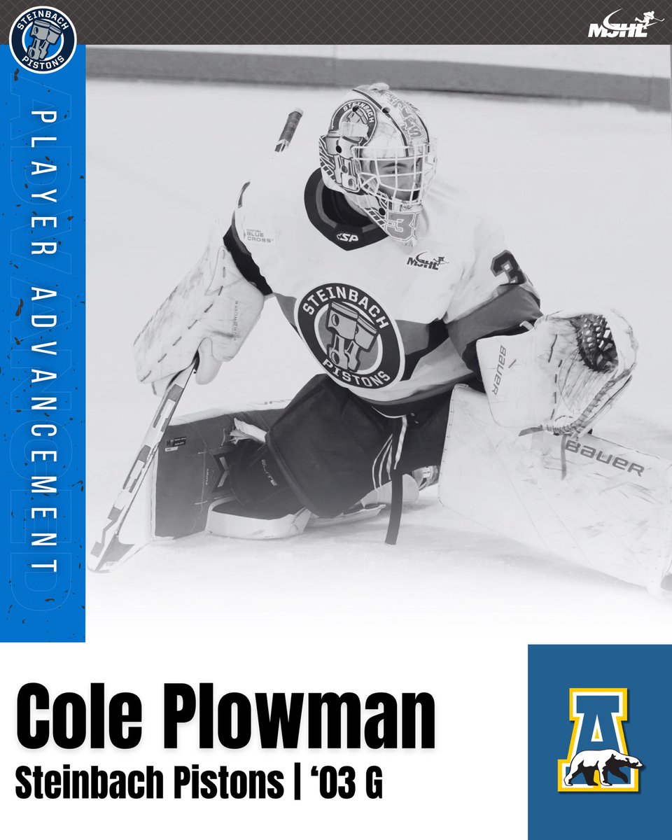 #PlayerAdvancement | Congratulations to @MJHLPistons G Cole Plowman (‘03) who has committed to play D1 @NCAAIceHockey at @NanooksHockey 📸 @IceWaveMediaMB 

#MJHLHockey #PlayHereGoAnywhere