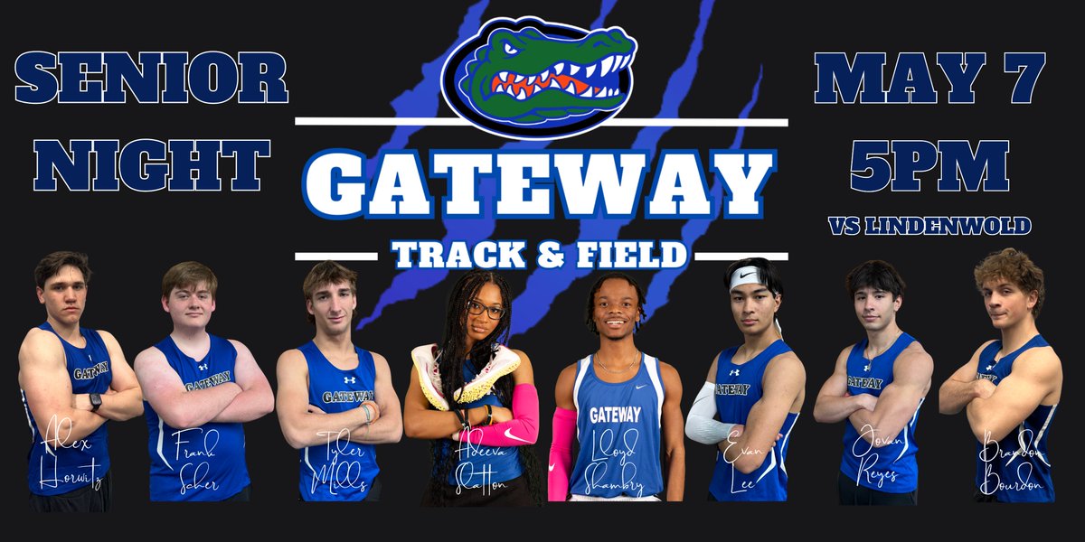 Our Senior Night will be on May 7th with a special 5pm start with races under the lights for the first time at Gateway. Please come out to support this special group of seniors. #WeAreGateway @GRHSGators