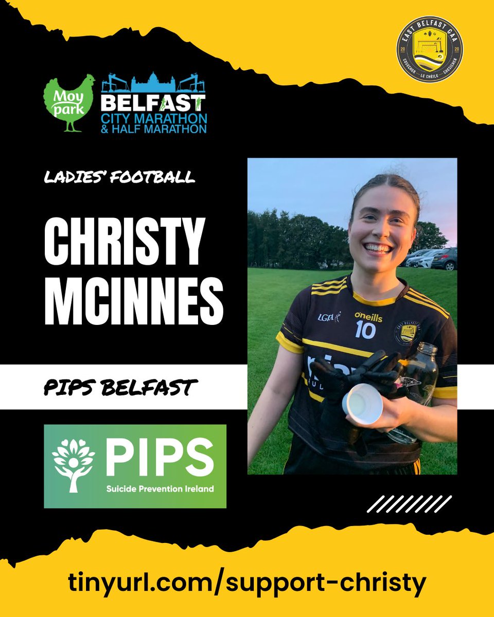 Join us in supporting Christy as she takes part in the @marathonbcm Belfast Marathon next Sunday in aid of @PipsCharity Together, we can make an impact. 🔗 tinyurl.com/support-christy 🏃🏻‍♀️🏅 #Together #LeChéile #Thegither #BelfastMarathon #MoyParkMiles #OthersLiveWhenYouGive