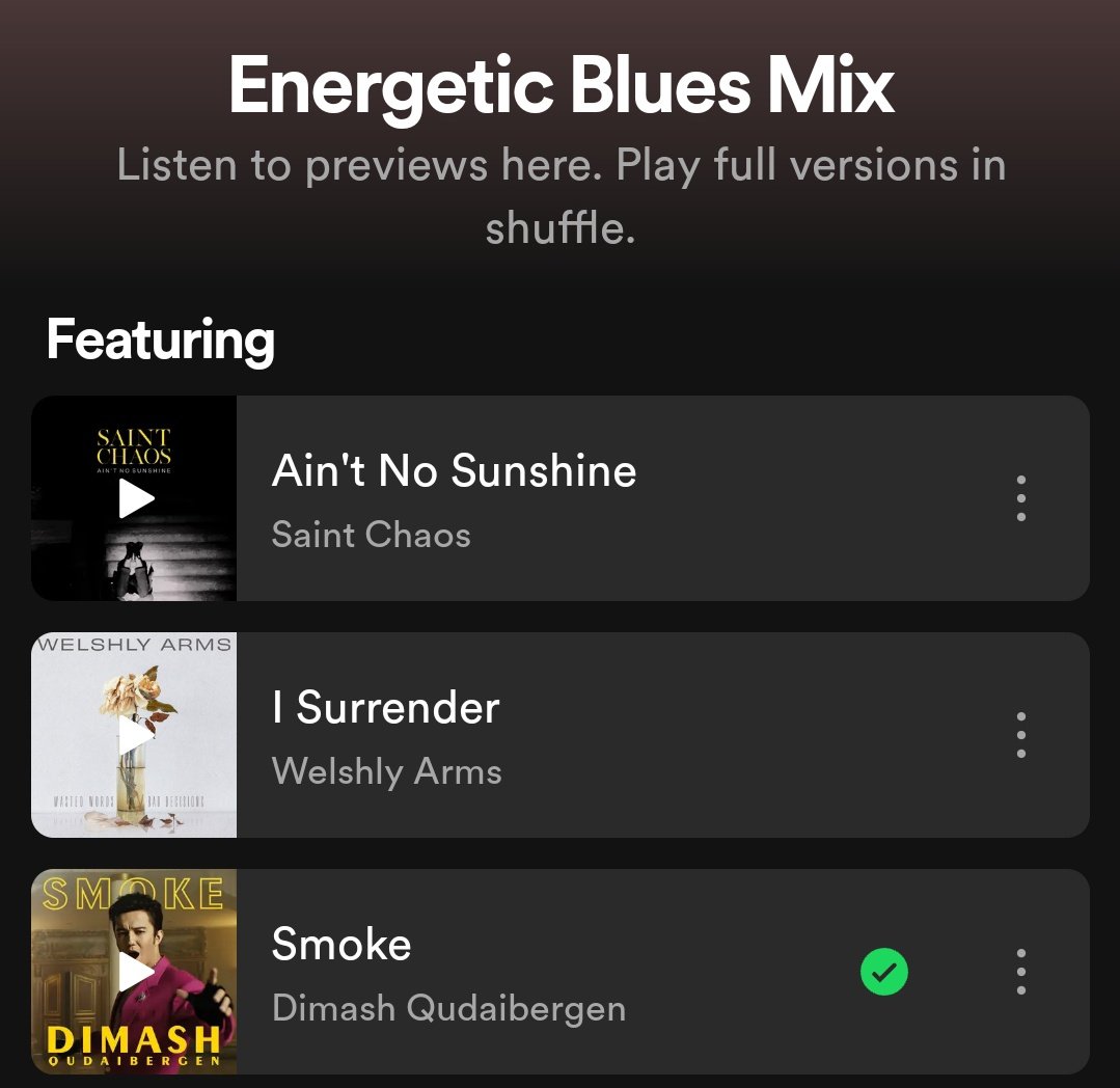 @AneleAvodum Hoping to be included in more cool Spotify mixes #SmokeByDimash is catchy and trendy