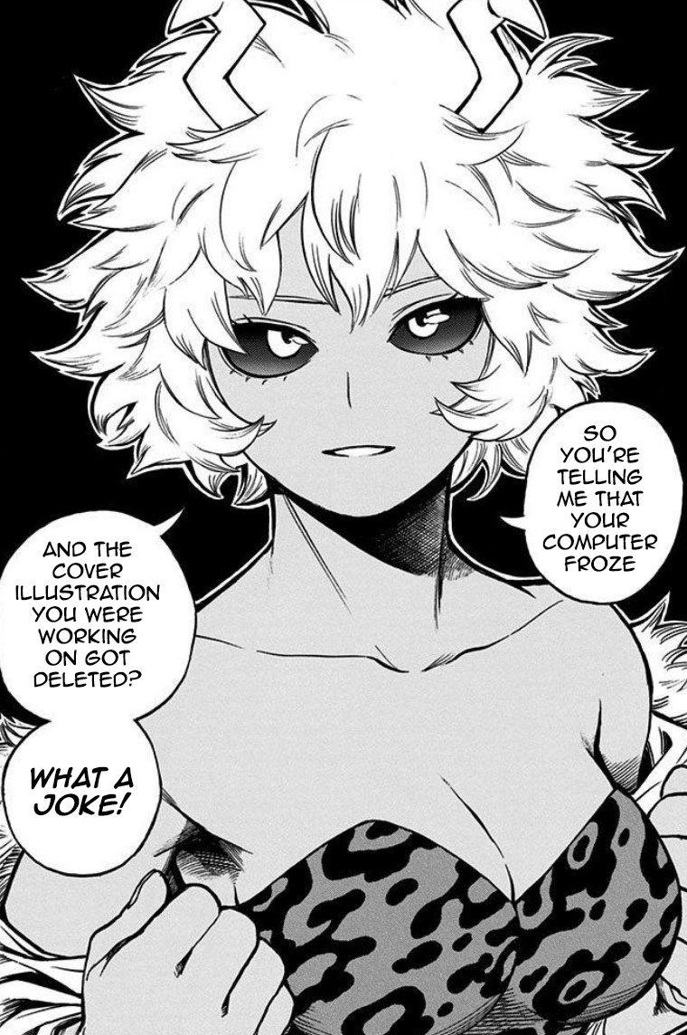 It's crazy that mha volume 22 cover is lost for all time.

It's even wilder that Horikoshi drew a  super high quality page of Mina belittling him for making that mistake 😭😭😭

Imagine making your own characters talk down to you 😆