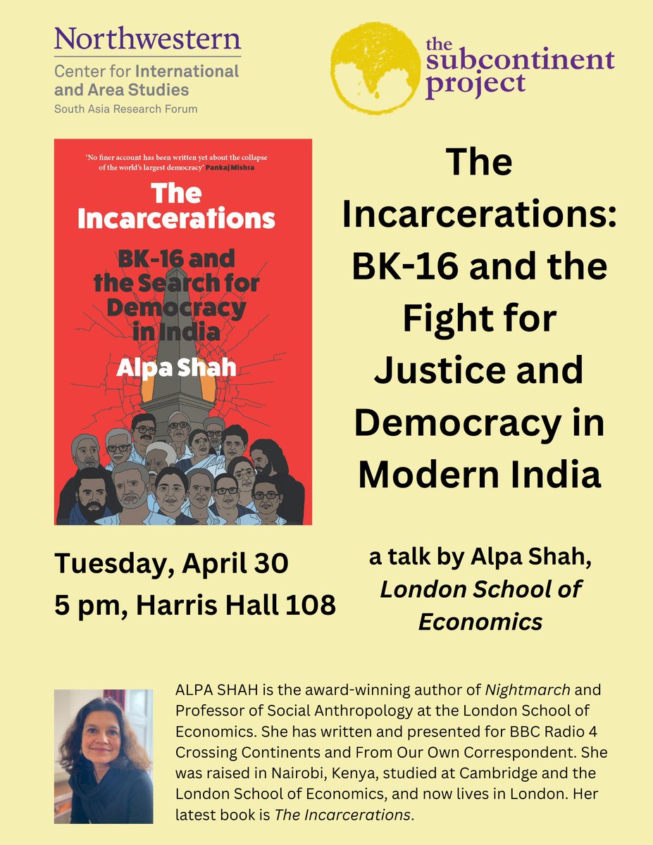Looking forward to delivering the Justice & Asia Distinguished Lecture tomorrow @4pm @NotreDame. 

Folks in Chicago #TheIncarcerations comes to you next! Join us on Tues 29 April @UChiHumanRights or @NorthwesternU and pre-order US edition👇 orbooks.com/catalog/the-in…