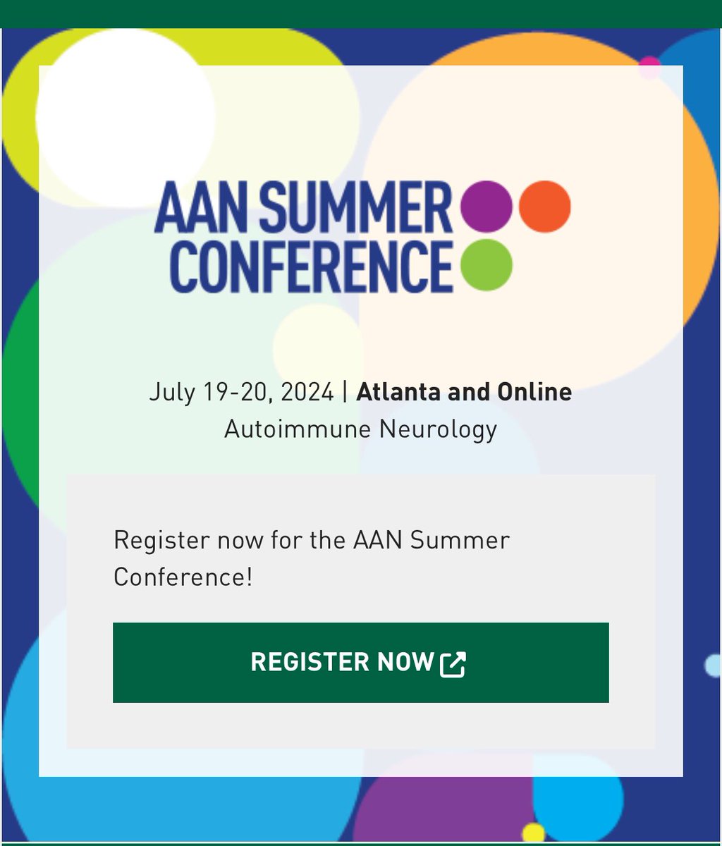 📣 @AANmember Summer Meeting Abstracts are due May 1st ⏱️ 🧠🔥 Submit yours now - Want to come but pressed for time? Remember, updates to previously presented research and encores from #AANAM are considered! See you in Atlanta! submissions.mirasmart.com/AANSummer2024/…