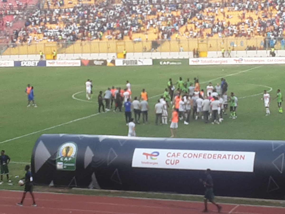 How it ended. Zamalek 🇪🇬 defeated Dreams FC 🇬🇭 3:0 to reach finals of the Caf Confederations Cup at the Baba Yara Sports Stadium 🏟.