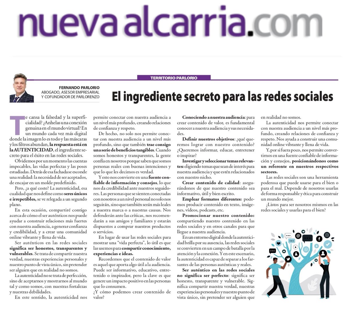 👋 Hoy en 𝗧𝗲𝗿𝗿𝗶𝘁𝗼𝗿𝗶𝗼 𝗣𝗮𝗿𝗹𝗼𝗿𝗶𝗼 de <a href="/NuevaAlcarria/">Nueva Alcarria</a> hablamos sobre la 𝑨𝑼𝑻𝑬𝑵𝑻𝑰𝑪𝑰𝑫𝑨𝑫 en el uso de las RRSS, y lo que vemos y publicamos en ellas

Disfruta del artículo de esta semana pinchando enlace, y déjame tus comentarios.

👇👇
nuevaalcarria.com/articulos/el-i…
