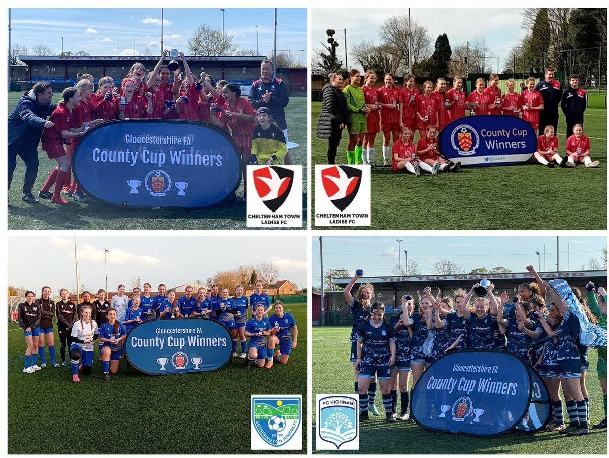 Congratulations to FC Highnam who today completed the series of @GlosFA County Cup Girls' Finals for 2023-24. 🙌
🏆U12 Girls @CTLadiesYouth Vipers
🏆U14 Girls @CTLadiesYouth Tigers
🏆U15 Girls @GotheringtonJag 
🏆U16 Girls @FCHighnamgirls 
Well done to the 5 other GCGFL Finalists