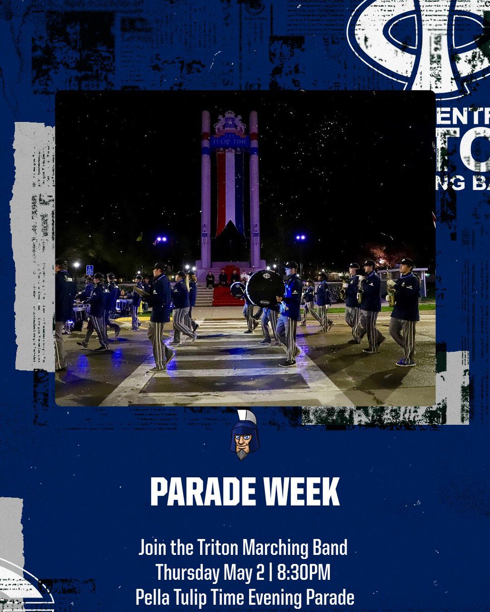 We’re putting the band back together for one more #experience this semester!

The Triton Marching Band is scheduled to perform in the Thursday night Tulip Time parade in @PellaDutchUSA. We hope to see many of four friends, family and alumni there!

#TritonsStandTall