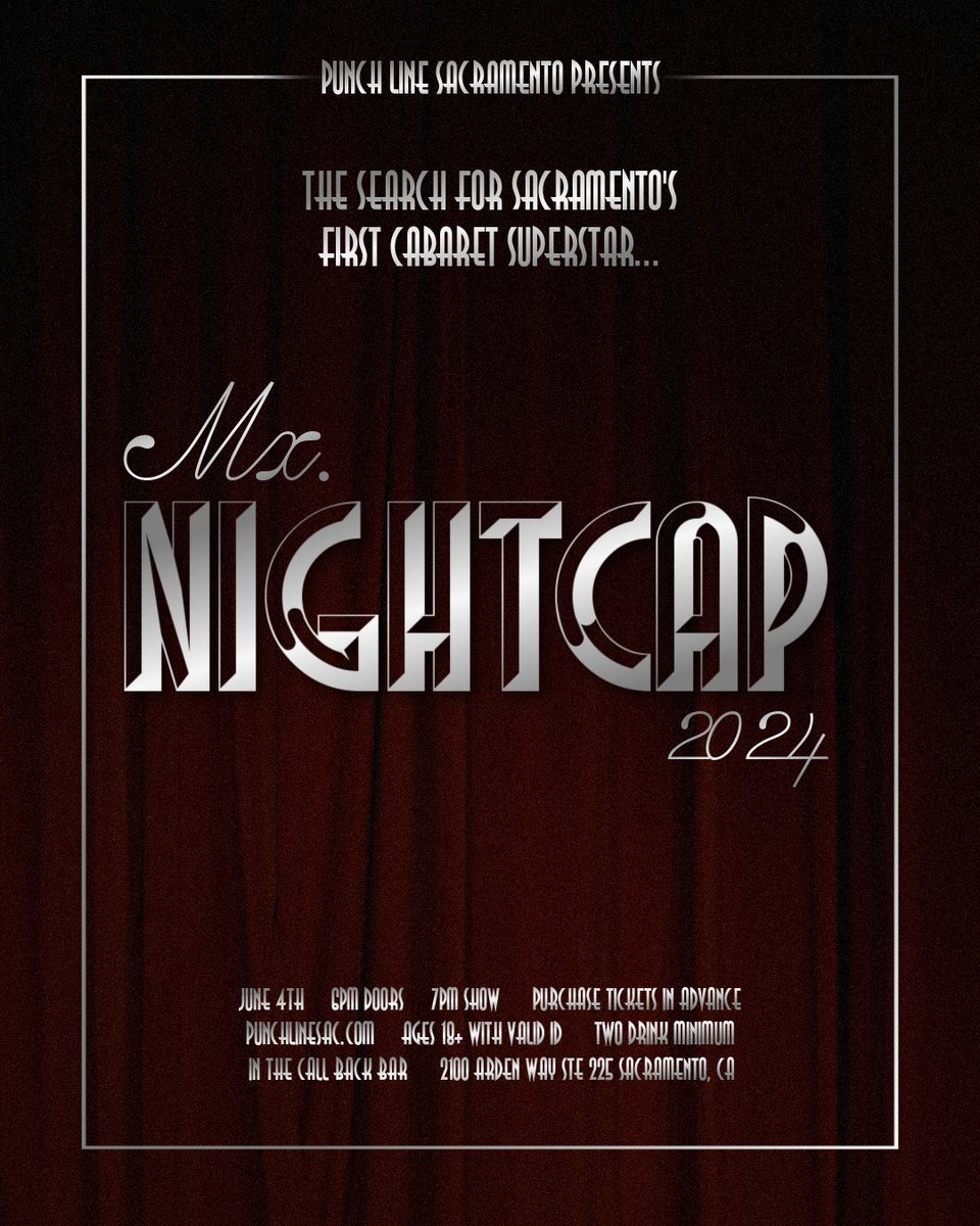 🌹Mx. Nightcap 2024🌹 Who will take home the grand prize and the title of Sacramento’s First Cabaret Superstar on June 4th? 👁️👁️ Get your tickets now: livenation.com/event/G5vYZbkS… Cast Reveal Coming soon 🤭