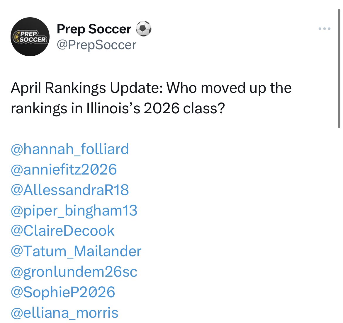 Thank you @PrepSoccer for ranking me!