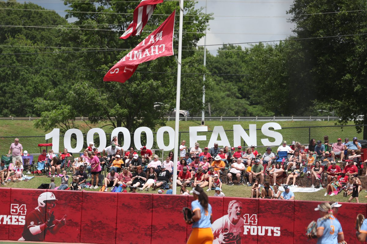 For the second straight season, over 100,000 fans have joined the party at Rhoads! Thank you to the best fans in the country! #Team28 #RollTide