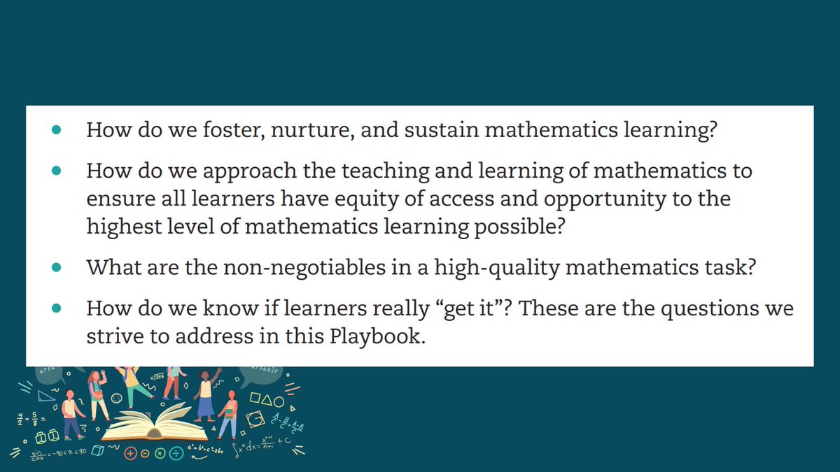 Discover answers to these four critical questions in the Mathematics Playbook: ow.ly/m1lm50R4ceY @jtalmarode @MATHplusLIT @DFISHERSDSU