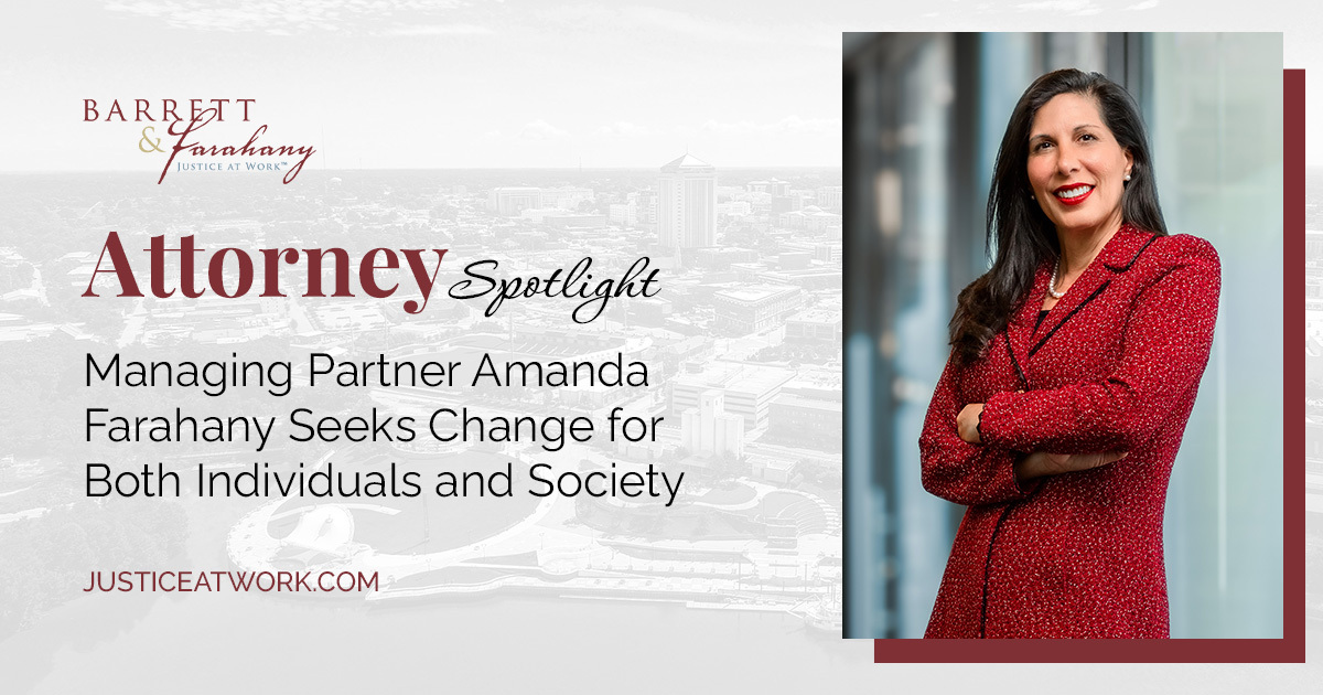 Throughout her 25+ year career, Barrett & Farahany Managing Partner Amanda Farahany has established a reputation for taking and winning cases that defy the odds. She seeks change for both individuals and for society as a whole using the law. Learn more. ow.ly/3EIB50Ro7g1