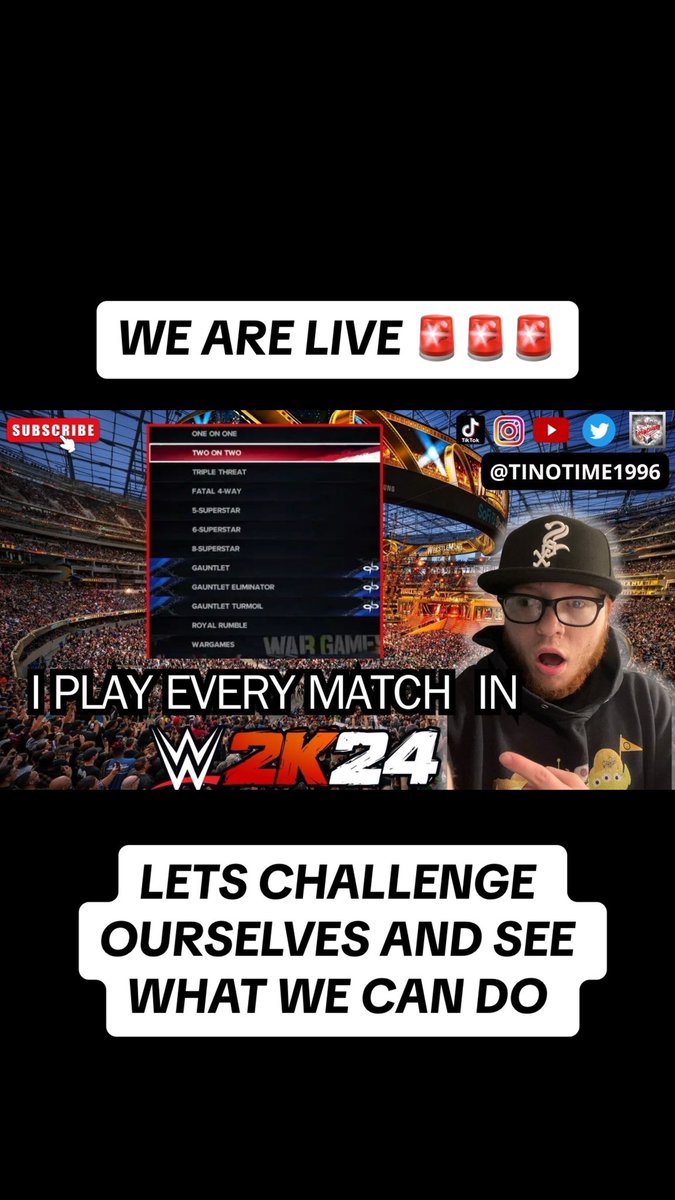 🚨 Challenge Time 🚨 let’s see if I can play every match type in the game join me & see if I can complete my biggest test yet 

#WWE2K24  #Smackdown  #WWENXT #WWERAW #Collection #ActionFigures #WWE #WWEBacklash 

youtube.com/live/bDxnT1go-…

@kidwilks @MainEvent_Net @SCW_Steve