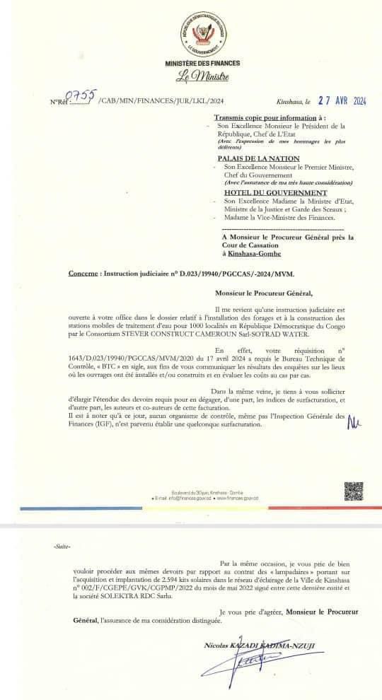 BenitaNtumba's tweet photo. 🔴Son Excellence @nskazadi sollicite au Procureur Général de ne pas se limiter à instruire sur le nombre des forages construits mais également d'instruire sur la surfacturation de ce contrat que même l'IGF n'a jamais dénoncé. @ALINGETEJULES_K doit être aussi entendu. https://t.co/0ZvSTAruHi