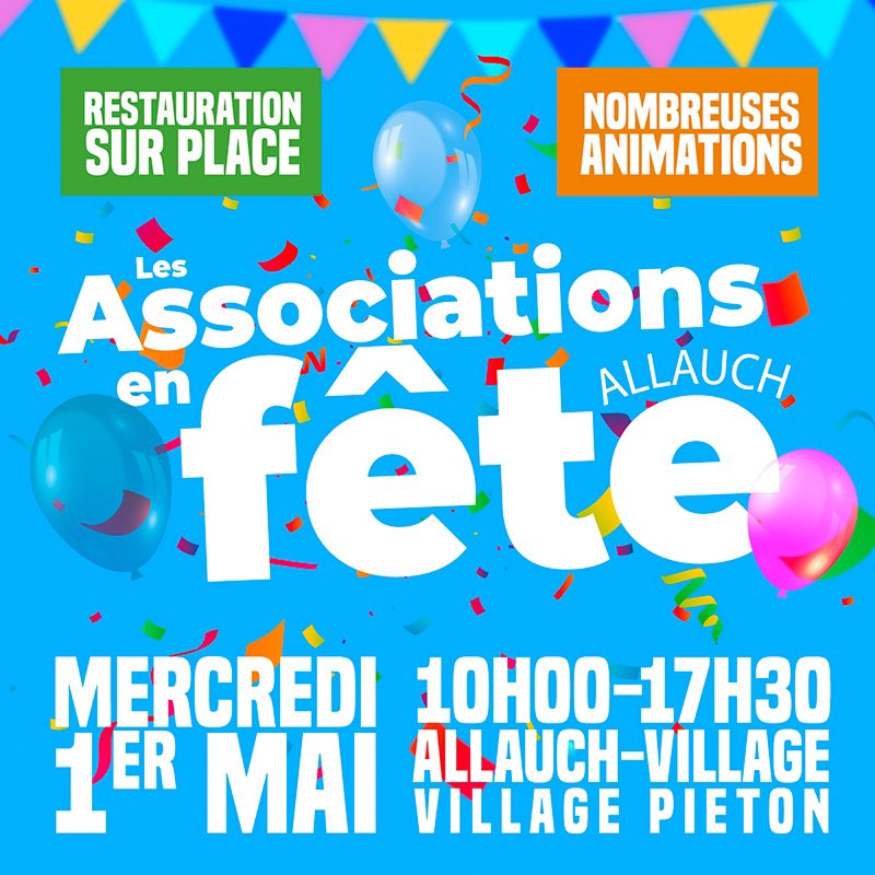 🎈 Les associations d’#Allauch en fête : rendez-vous ce mercredi 1er mai ! De nombreuses animations toute la journée qui débuteront dès 10h au cœur du village 🎉