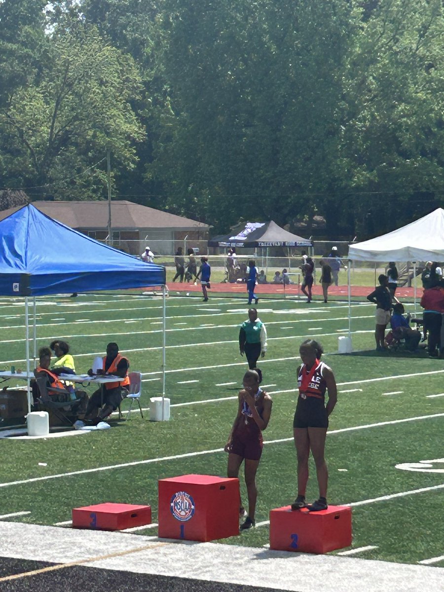 She won 2nd place in 100m and 300m hurdles at the MSCIAA Championship Saturday! We are on the podium baby!! 🎉🎉💕💕💖💖 @MemphisMCHS #winnerscircle