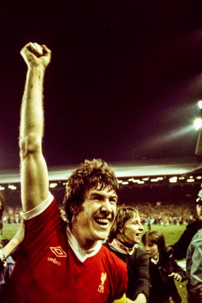 1977 Emlyn Hughes celebrates @LFC famous win over St Etienne at Anfield