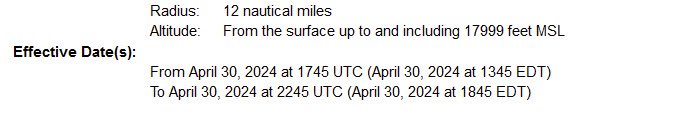 ￼ ￼ How strange that President Biden is going home to Wilmington, Delaware, for just five hours on Tuesday - from 1:45 to 6:45 PM - according to FAA guidance to pilots about impending no-fly zones.