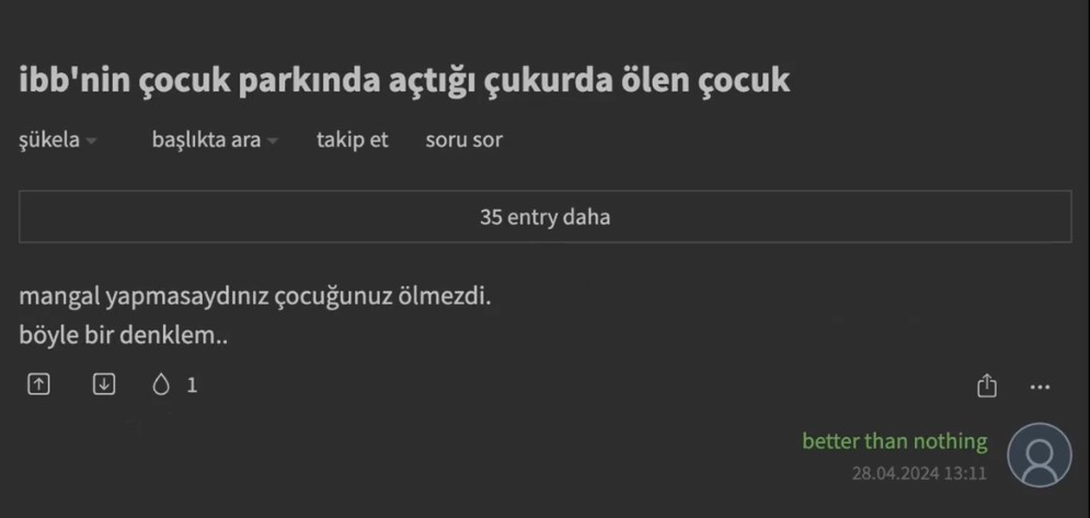 İlk fotoğraftaki,İBB'nin kazıp hiçbir önlem almadan öylece bıraktığı çukura düşüp ölen çocuk, Diğer fotoğraftakiler,Ekrem İmamoğlu'na laf gelmesin diye aileyi suçlayan ekşi sözlükteki operasyon çocukları.