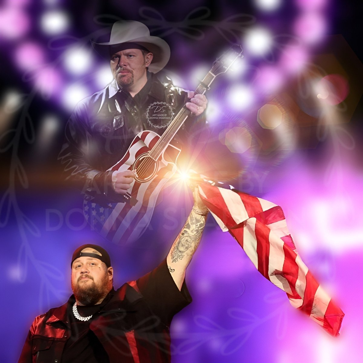 Something I made.  Jelly Roll  I hope you like it. @JellyRoll615 recently entertained fans at Stagecoach with a rousing tribute to the late great Toby Keith. The singer performed 'Should've Been A Cowboy' for crowds.
 #JellyRoll #tobykeith #rip #tribute #cowboy #inlovingmemory