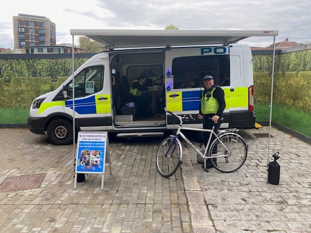 Officers from York city centre neighbourhood policing team were at Hungate this afternoon to register cycles and talk about Community Messenger. Please get in touch with your local team if you would like your cycle registered with us or look out for our next event.