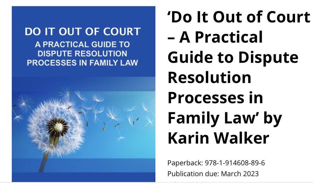 On the eve of the landmark change to the FPR - putting non court dispute resolution options at the forefront of the minds of all family law professionals, my book - aimed at those with very little NCDR experience - might help you feel just that bit more confident