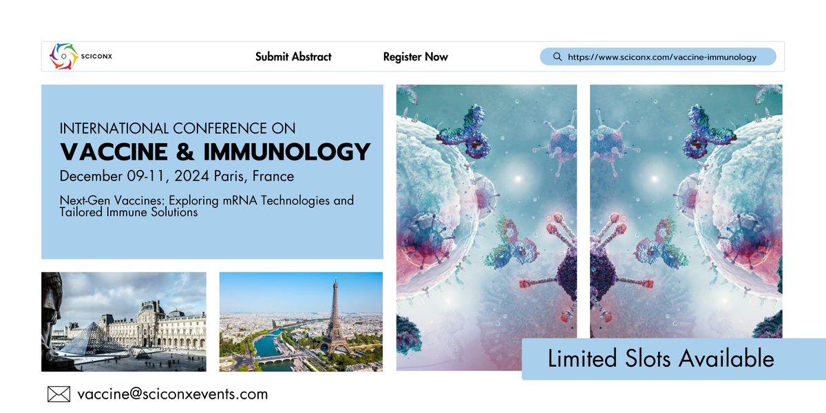 International Conference on # VaccineImmunology is coming to Paris, France, from December 09-11, 2024.

Visit us at sciconx.com/vaccine-immuno…

#vaccine #immunology #Vaccineconference #immunologyconference #Conference2024 #research #development #MedicalConference #Healthcare
