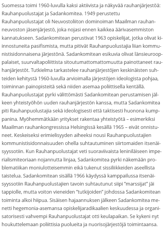 @jussipaita64 Samaa Neuvostoliiton tukemaa ja rahoittamaa kommunistiroskaa se on kuin kaikki muutkin länsimaista elämänmenoa vaikeuttamaan perustetut järjestöt.

Tällä tavoin vaikuttaminen on näkymätöntä. Osa kansalaisista omaksuu aina vaikka miten hullut ideologiat ja ryhtyy levittämään niitä…