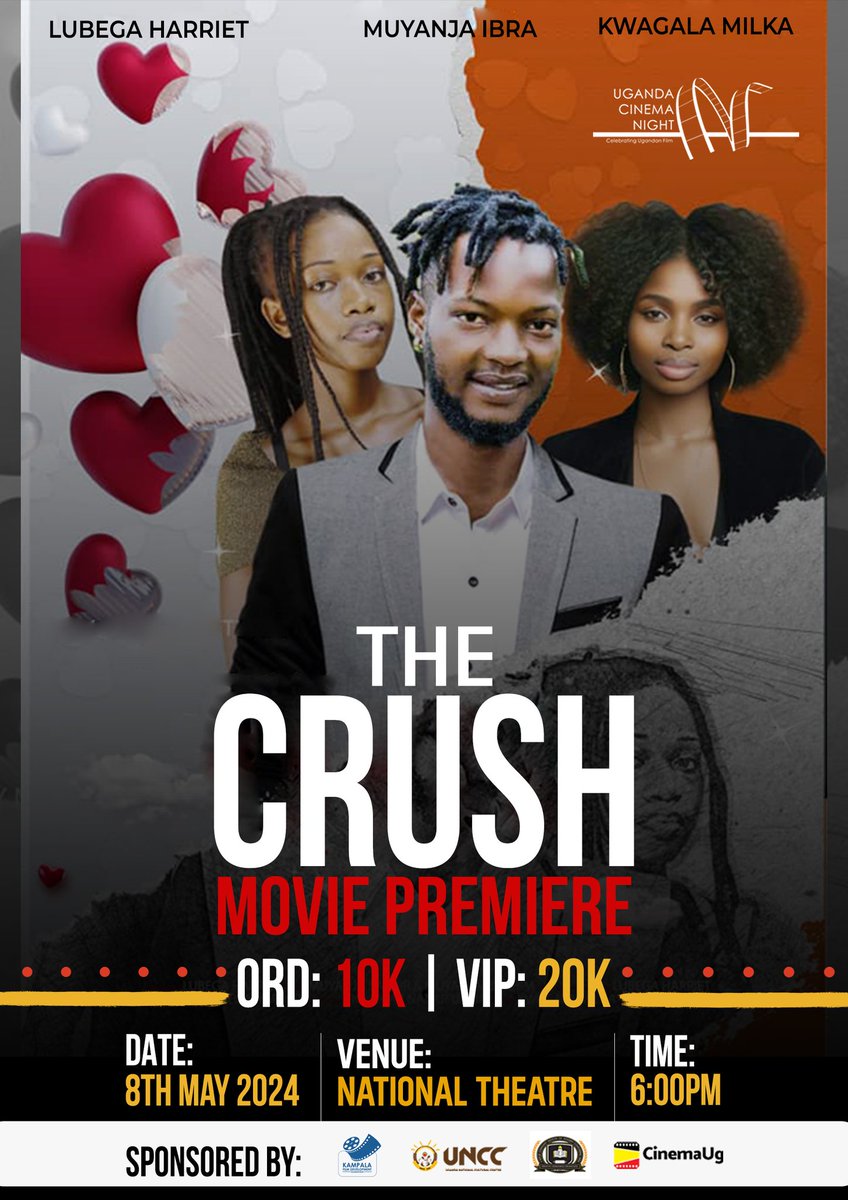 Uganda Cinema Night (@ugandanight) on Twitter photo May 8. 6pm locked up for a Red carpet experience,Miss at your own Risk.
THE CRUSH SYNOPSIS.
We meet Zipporah, a resilient & ambitious young woman whose ego and selfless desires pushes her to get- all she wants from the love of jeptha not even at his own dis-consent.
<a href="/nbstv/">NBS Television</a> May 8. 6pm locked up for a Red carpet experience,Miss at your own Risk.
THE CRUSH SYNOPSIS.
We meet Zipporah, a resilient & ambitious young woman whose ego and selfless desires pushes her to get- all she wants from the love of jeptha not even at his own dis-consent.
<a href="/nbstv/">NBS Television</a>