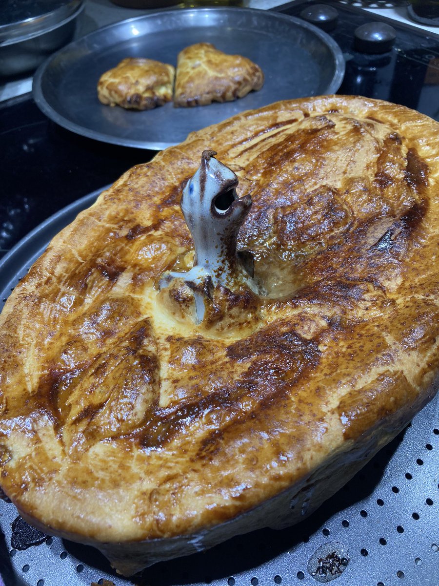 I have just made the finest beef and mushroom pie in the universe and I would like acclamation please thank you Ps the ‘thing’ is a Welsh pie dragon to let the steam out