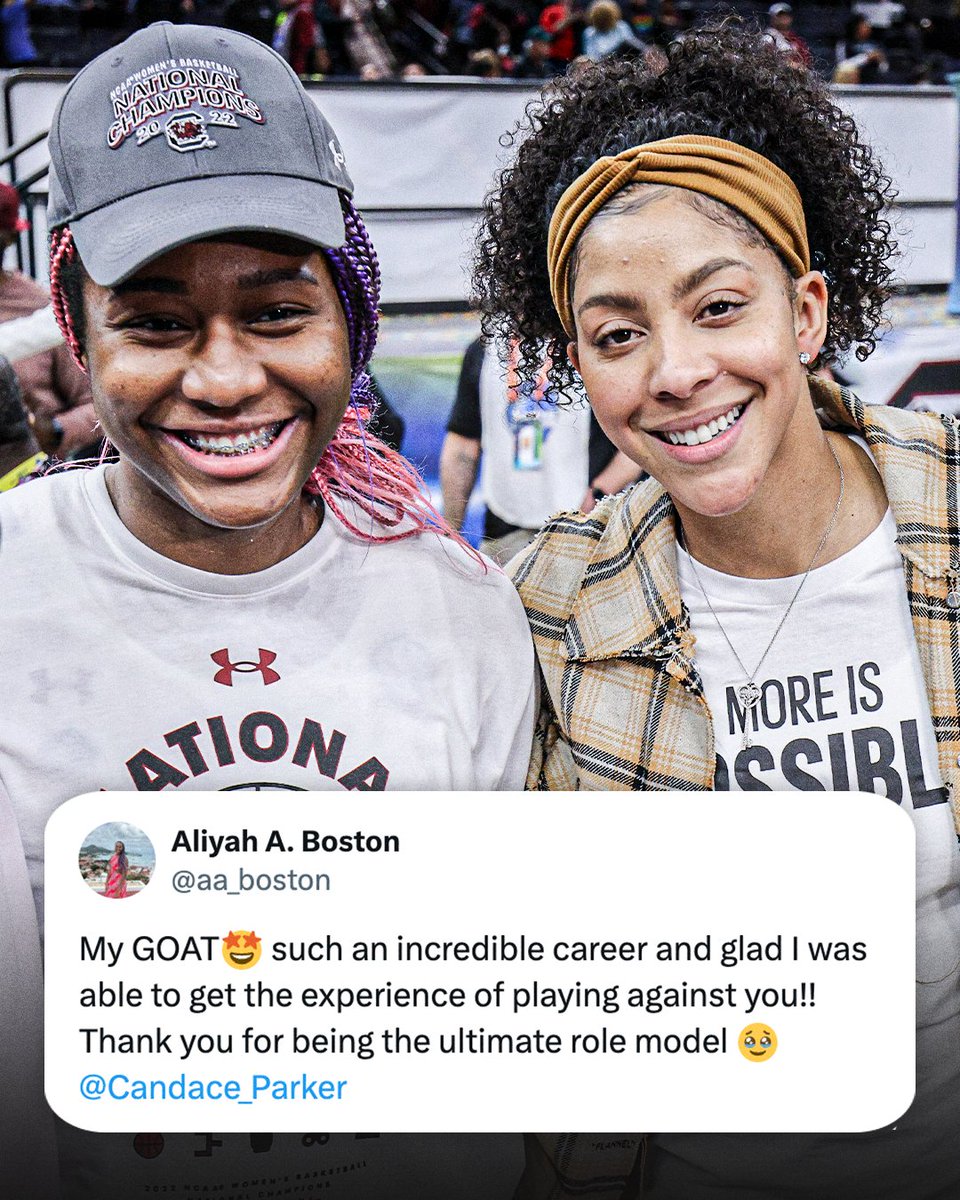 Aliyah Boston reacted to Candace Parker's retirement announcement by thanking her for being the ultimate role model ❤️