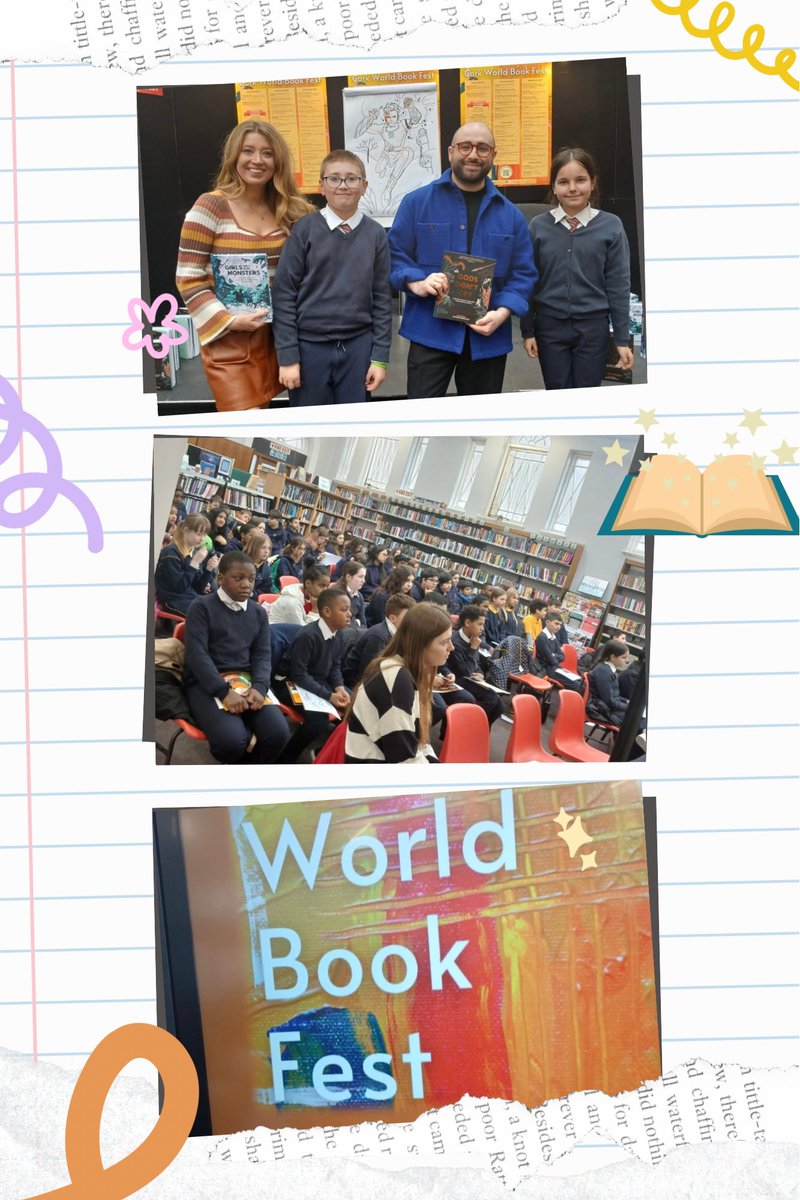 📚 Our students had a fantastic time at the @corkcitylibrary for @WorldBookFest. They were delighted to meet and hear from the talented duo @EllenRyanWrites & @Conor_Merriman , the author and illustrator behind 'Gods Don't Cry,' 🌟