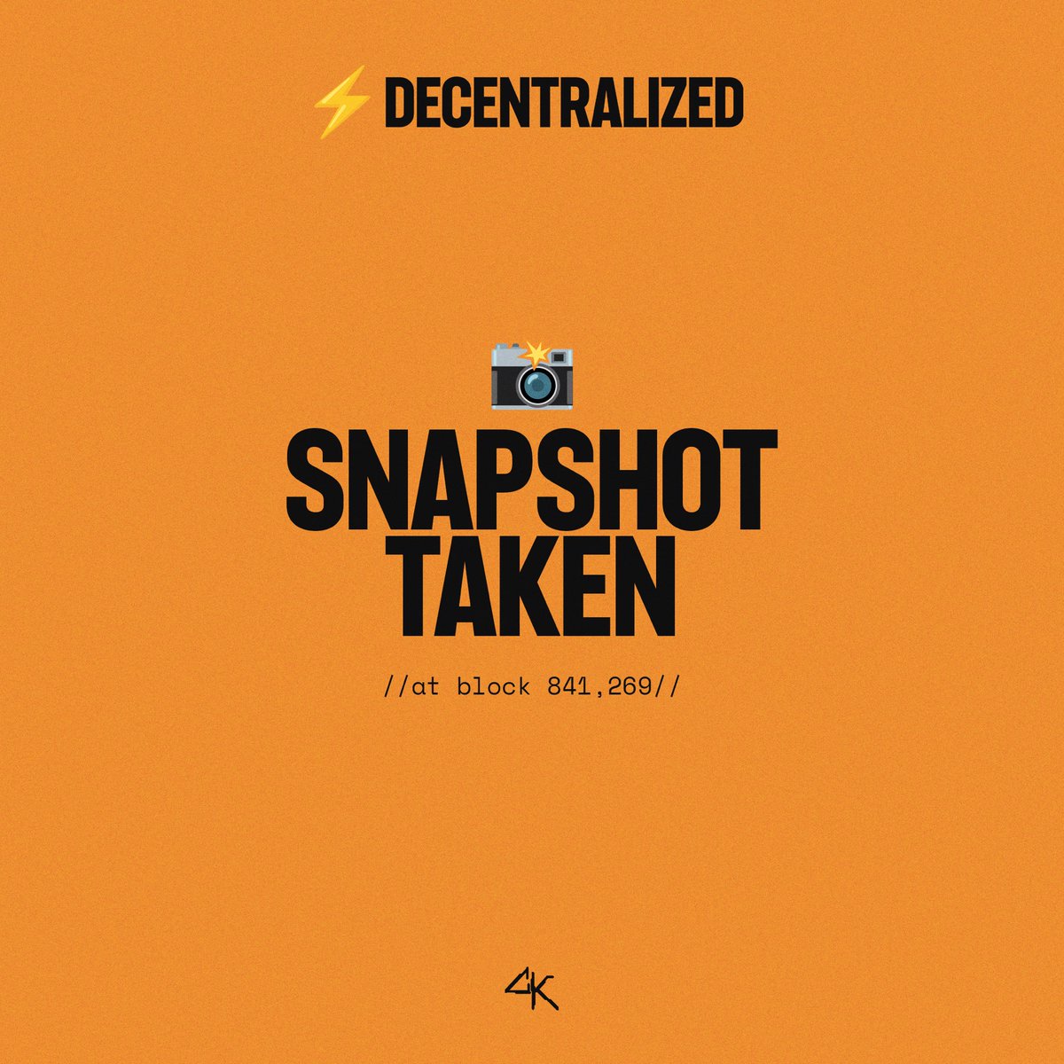 Snapshot taken. Welcome to ⚡️DECENTRALIZED.