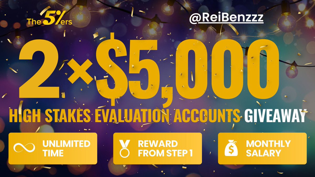 🎁🎁 GIVEAWAY ALERT 🎁🎁 🎉 5ers ACCOUNT GIVEAWAY 🔥 2 X 5k HIGHSTACKS ACCOUNT To participate: 1. Must Follow : @the5erstrading & @ReiBenzzz & @iamSoftVina 2. Must Like + Retweet 3. Must Tag 3 Friends (not influencers) 4. Open an account with 5ers (link in bio) 5. Join my…