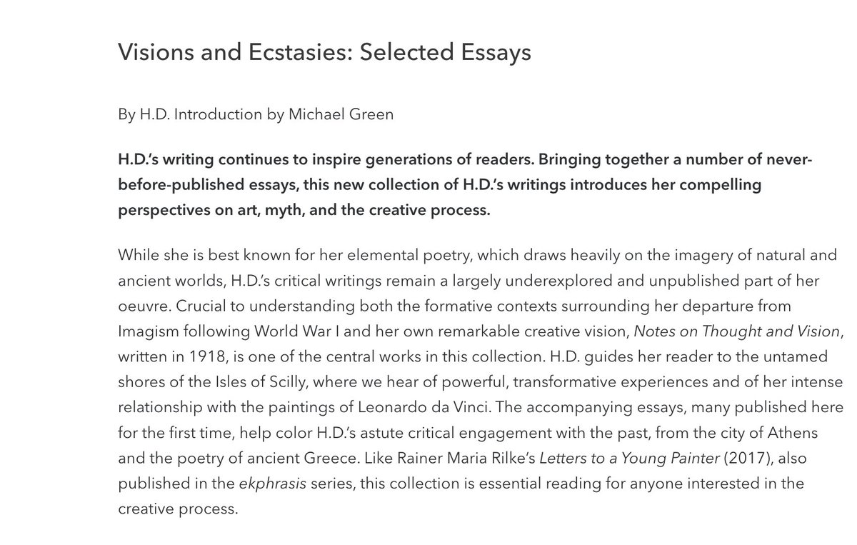 Grateful to novella club for letting me jabber on my theory that Lisa Tuttle's Helen Ralston (MY DEATH, @nyrbclassics ) is based on H. D.  

I blame @davidzwirner's ekphrasis series for my suspicion.  🖤 Would love to know your theories on Ralston!

nyrb.com/products/my-de…