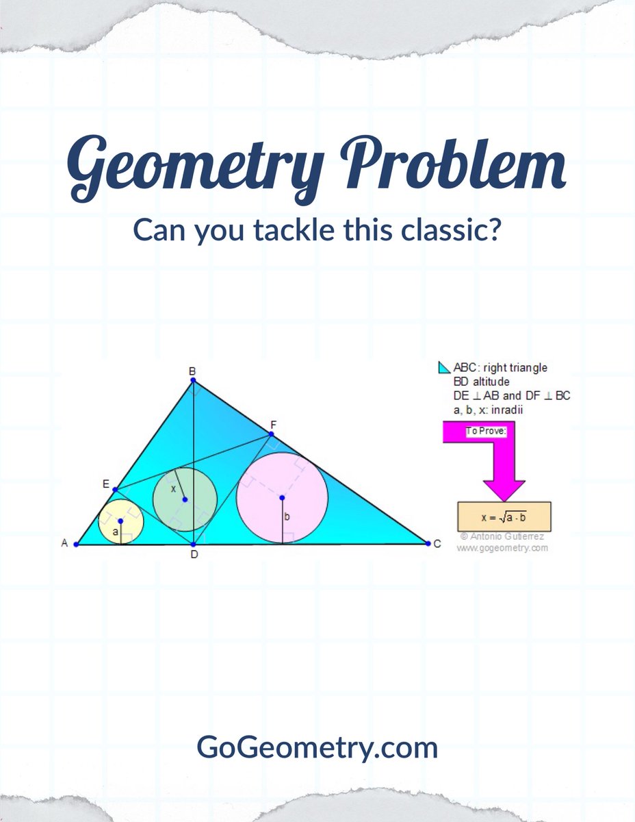 🔷 Calling all Geometry Wizards! 🔷

📐 Time to sharpen those pencils and flex those brain muscles! Can you tackle this classic #Euclid problem? No fancy tools required!

🔍 Dive into the challenge: gogeometry.com/problem/p020_r…

#Geometry #Math #EuclideanGeometry #ProblemSolving