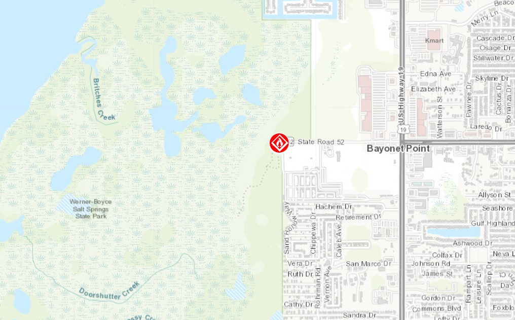 he Florida Forest Service - Withlacoochee Forestry Center is currently responding to a wildfire behind the old Flea Market of off HWY 19 and State Road 52 in Hunsdon, Pasco County. I will provide updates as information becomes available. Pasco County FD is also on the scene.