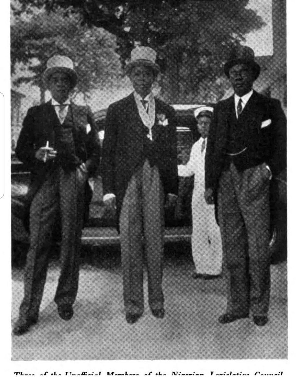 Members of the Legislative council in 1914 in Gov Bourdillons government L-R Hon Adeyemo Alakija , Hon S.B Rhodes (the first Nigerian admitted in to the Privy council.) The APC propaganda machine cannot wash away this pedigree no matter how hard they try. #omoekopataki #ourlagos