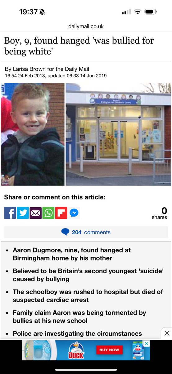 9 year old killed himself after being bullied by Cousins, case has all the hall marks of a white wash but in this case the colour is wrong They said Aaron was threatened with a plastic knife by one Asian pupil, who warned him: ‘Next time it will be a real one.’ He was also
