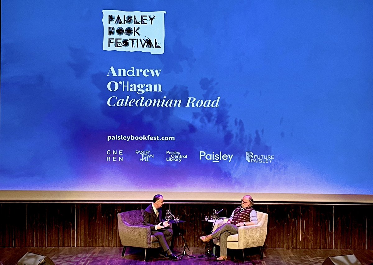 Enjoyable afternoon at the Paisley Book Festival. Andrew O’Hagan talking about Caledonian Road, his approach to writing, inequality and class.