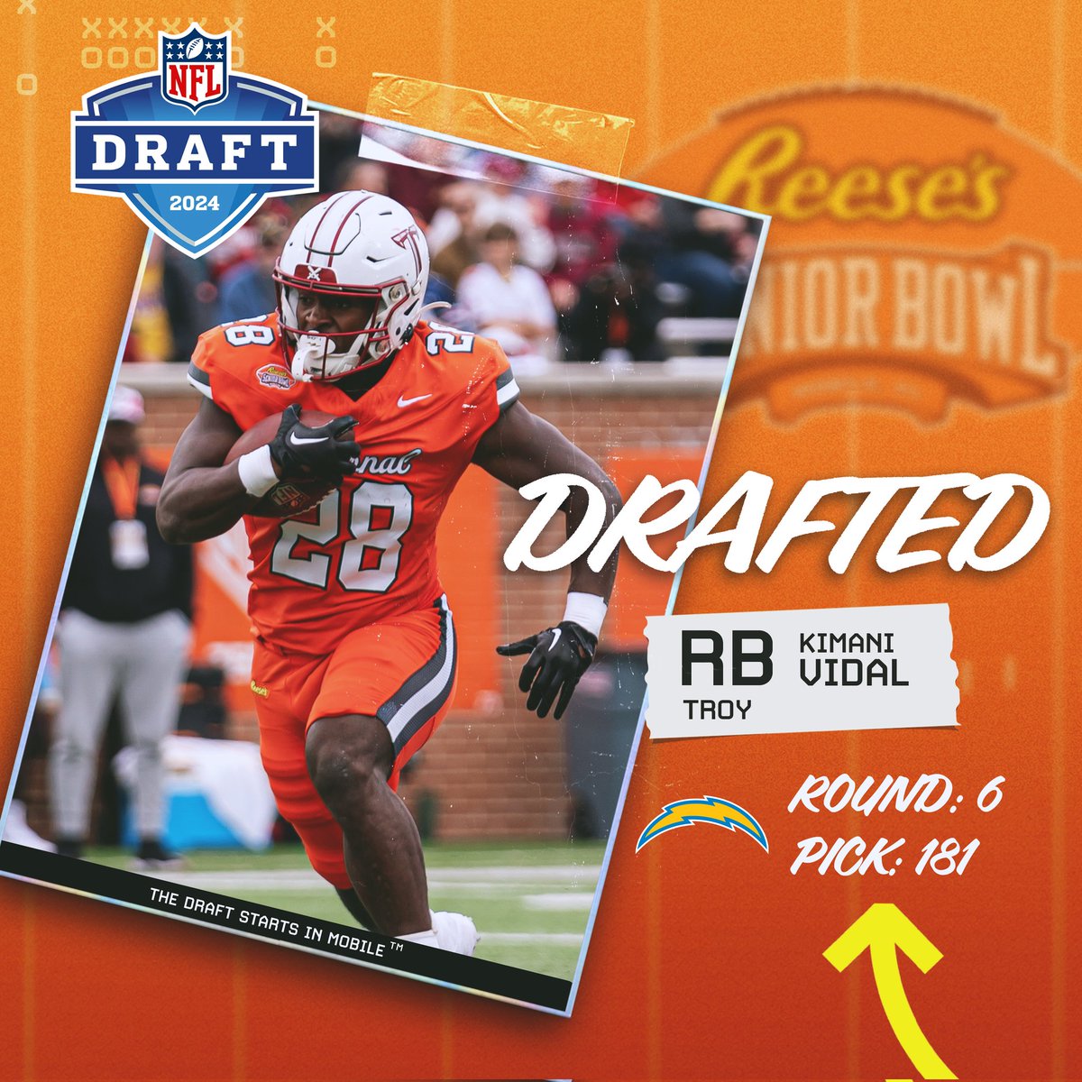 Congratulations to @MCARisingSenior Legend Kimani Vidal on being drafted by the San Diego Chargers