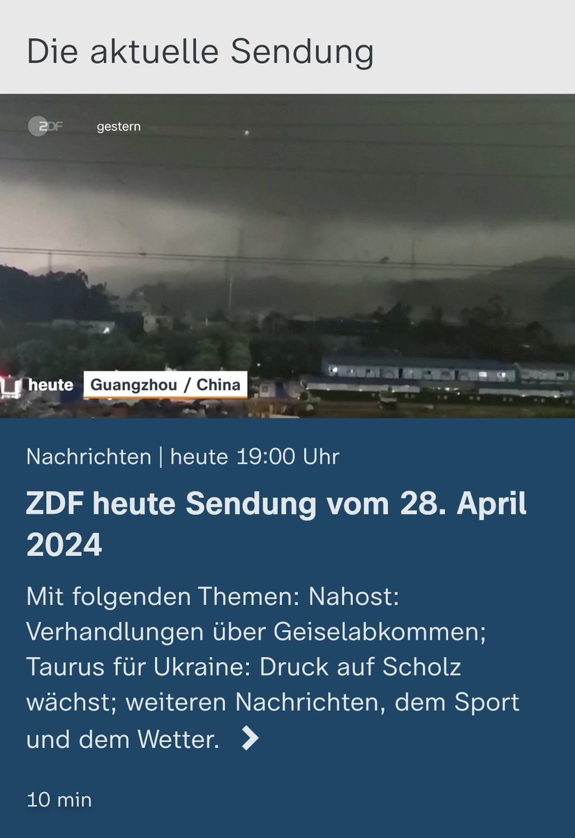 Auch ZDF heute hat in der 19 Uhr Hauptausgabe nicht über die Islamisten Demo in Hamburg berichtet, auf der ein Kalifat gefordert wurde. Auch hier war ein Wirbelsturm in Südchina wichtiger. #ReformOerr #OerrBlog