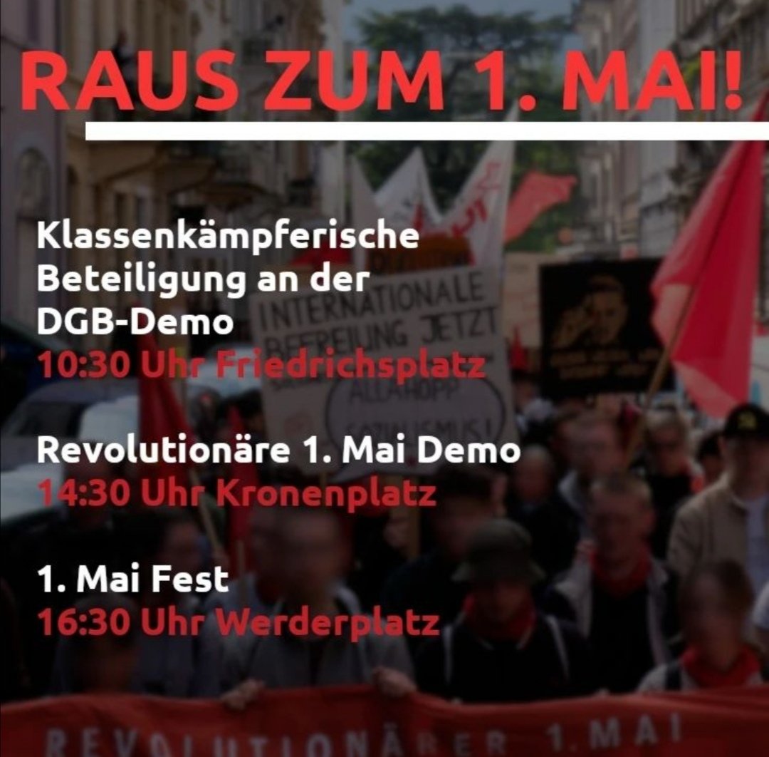 Noch 3 Tage bis zum 1. Mai. Hier gibt es einen Überblick über die Aktivitäten am Tag selbst.
de.indymedia.org/node/354643
#ka0105 #erstermai #Klassenkampf