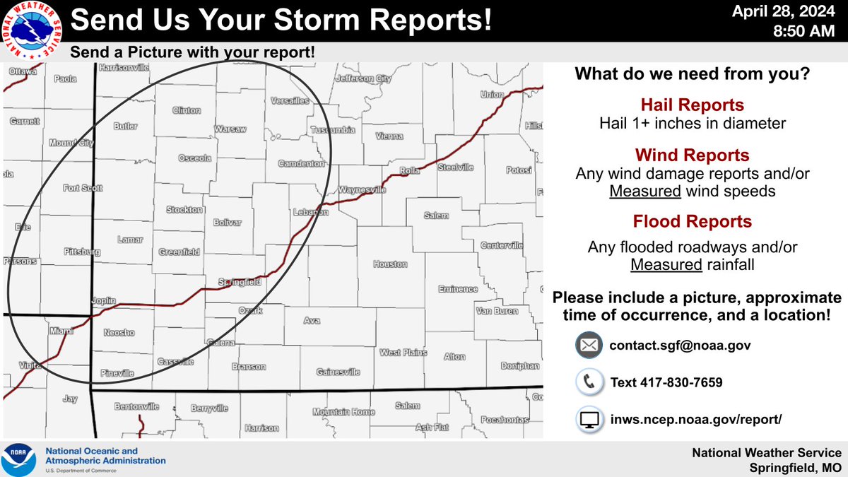 The National Weather Service in Springfield Missouri could use your help tremendously. If you have any storm reports, images etc please click on their link and tried to let them know as much as possible. Thank you very very very much.