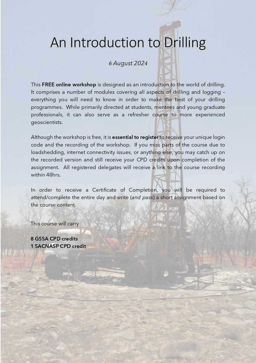 An Introduction to Drilling - 6 August 2024

Register here: zoom.us/meeting/regist…

#geotwitter #gssa